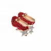 10 Pcs/Lot Fashion Brooches Red Crystal Rhinestone High-Heeled Wizard Of Oz Shoes Brooch Pins For Gift Decoration