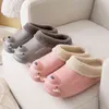 Chinelos de inverno algodão adorável urso casa interna quente sapatos femininos sandálias laváveis ​​de pelúcia fofas 220804