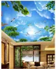 Niestandardowa tapeta 3D Photo Mural Piękne błękitne niebo i białe chmury gałęzie do salonu sypialnia znith sufit mural