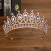 Collier de boucles d'oreilles Collier de bijoux de mariée en cristal violet pour femmes Tiaras Crown Bride Wedding Dubai Set Accessoires