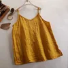 Dames Zomer Top Katoen Linnen Spaghetti Strap Vrouwen Halster V-hals Basic Yellow Mouwloos Tank S Losse Casual Camis 220325