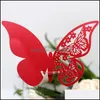 Party Decoration Event Supplies Festive Home Garden 50Pcs/Lot Hollow Butterfly Cup Card Wine Glass Laser Cut Paper Name Place Seats Cards