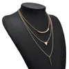 Pendant Necklaces Simple Gold Triangle Necklace For Women Multi Layer Chain Y Lariat Bar Collar Collier Femme Minimalist Jewelry