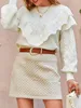 ベリーゴ秋のフェイクスエードスカートスカートの女性キルトミニ冬のエレガントな格子縞のショートソリッド弾性ウエスト220401