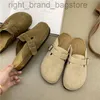 2022 Spring Women's Closed Toe Slippers Cow Suede Leather Clogs Sandaler för kvinnor Retro Fashion Garden Mule Clog Slides 35 39 W220808