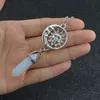 Natural Stone Bullet Shape Healing Point Pendant Necklaces Heart sun charm Crystal Stone Quartz Hexagonal Column Necklaces for women fashion jewelry