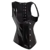 bustiers corsets النساء pvc pu الجلود تحت underbust bustier سترة أعلى دفع الأشرطة الكتف shaperwearbustiers