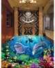 Papel de parede tapeta pod wodą światowy rekin Dolphin kolorowy koralowca ryba 3d naklejka na podłogę