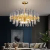 New Creative LED Crystal Hanging Lamps Gold Luxury Chandelier Firm Metal Lighting Fixtures for Living Room Bedroom Dining Hall