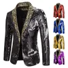 Erkekler Blazer Parlak Pullu Şal Yakası Erkekler Düğün Damat Şarkıcısı Balo Glitter Suit Ceket DJ Club Stage Erkekler 220801