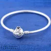 925 Sterling Silver Bangle Bracelet with Smiling Cat Clasp Fits European Pandora Jewelry Charm Bracelets315F