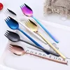 Multifuntional 2 In 1 Spork Sampleware Roestvrij staal 304 Gouden vork lepel