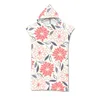 Serviette Imprimé Feuille Microfibre Plage Robe À Capuche Robe Cape Bain Adulte Natation Surf Peignoir Porter