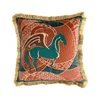 Federe per cuscini stampate Pegasus murali retrò di lusso Fodere per cuscini quadrati decorativi per divani da soggiorno cinesi europei semplici con nappe