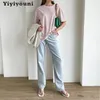 Yiyiyouni Knitted Basic Striped T-Shirts Women Summer Short Sleeve Casual Tops Female Cozy Loose Cotton Tees Harajuku Shirt 220510