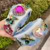 New Fashion Cowboy Wide Headbands for Women Personality DIY Colorful Crystal Heart Hair Band Handmade Jewelry Accessories