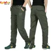 Calças de carga de estilo militar dos homens Homens de verão impermeável respirável masculino calças corredores bolsos ocasionais casuais plus tamanho 4xl 220325