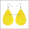 Pendants Arts Crafts Gifts Home Garden Ll Pu Leather Glitter Earrings Pendant Fashion Sparkly Sequin Dangle Ears Ring Teardrop Pe Dhzjm