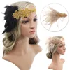 Haaraccessoires Zwarte strass kralen pailletten Haarband Vintage Party Headpiece Women Feather Headband