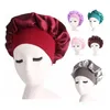 Nyskvinnors Satin Solida Sovande Hat Night Sleep Cap Hair Care Bonnet Nightcap för Kvinnor Män Unisex Cap 15 Färger