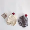 모자 모자 베이비 모자 귀여운 니트 폼팟 아이 모자 겨울 귀 두꺼운 따뜻한 비니 소녀 소년 소년 소년 출생 한 유아 보닛 mutscaps.