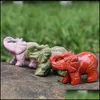 Konst och hantverk Arts Gifts Home Garden Natural Semi-Erecious Stone Elephant Carved Ornament Charms Rose Quartz Healing Rei Dhqjp