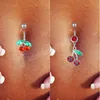 Kiraz Kolye Tainless Çelik Rhinestone Kırmızı Kiraz Göbek Belly Button Halter Halka Vücut Piercing