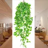 Dekorativa blommor kransar 100 cm konstgjorda vinrankor som hänger murgröna gröna blad rädisdruva falsk rotting för hem trädgård vägg bröllop par