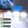 Luces de pared solares para exteriores 182/141 LED Lámpara de calle Ajustable 4 cabezas Luz de inundación de seguridad IP65 a prueba de agua con 3 modos de trabajo