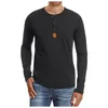 T-shirts pour hommes mode multi-boutons T-shirt hommes 2022 automne à manches longues Henley T-shirt Streetwear décontracté couleur unie T-shirt Camiseta