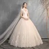 Other Wedding Dresses Ezkuntza 2022 Vintage Chinese High Neck Luxury Champagne Dress Lace Embroidery Flower Up Princess Bridal GownOther