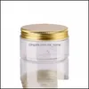 Storage Boxes Bins Home Organization Housekee Garden 100Ml 200Ml Jars Transparent Pet Plastic Cans Round Bottle With Gold Aluminum Lids Dr