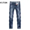 Kstun jeans Мужчины растягиваются летние голубые деловые капусные стройные джинсы модные джинсы.