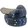 Pangea Dark Ski Simon Belt para mujeres Men Digner Belts con Bling Rhinton como regalo de cumpleaños de Navidad9326905