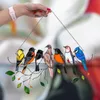 Decorative Objects & Figurines 1set Pendant Stained Bird Glass Acrylic Wall Hanging Colorful Decoration Room Accessories Home Door CraftsDec