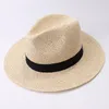 Wide Brim Hats Black Ribbon Band Panama Summer Women Sun Hat For Men Jazz Top Staw Beach Party Wedding HatWideWide