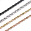 3mm Twisted Rope Chains Necklaces Never Fade 316L Stainless Steel Women Choker Necklace Fashion Men Hip Hop Jewelry Silver Rose Gold Black Chain Gifts 18-24 Inches