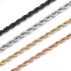 3mm Corda Intrecciata Catene Collane Non Tramonterà Mai Acciaio Inossidabile 316L Collana Girocollo Donna Moda Uomo Gioielli Hip Hop Argento Oro Rosa Catena Nera Regali 18-24 Pollici