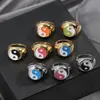 Cluster Rings Fashion Multicolor Heart Geometric For Women Girls Design Bagua Yin Yang Tai Chi Korean Party Jewelry GiftCluster