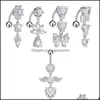 Set di 5 pezzi di arti del corpo 14G ciondola gli anelli dell'ombelico per le donne acciaio chirurgico 316L Cz piercing al bilanciere penzolante Reverse Cu Topscissors Dho1P