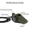 1 st Outdoor Game Calls Whistle Compass Termometer 3 i 1 Camping Vandringstillbehör Multifunktionella överlevnadsverktyg Nylonhals Compass