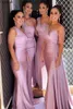 Dark Green One Shoulder Bridesmaid Dresses For Africa Unique Design Full Length Plus Size Wedding Guest Gowns Junior Maid Of Honor5664784