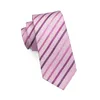 Bow Ties Mens Fashion Silk Pink Tie Stripe Slipsan Hanky ​​Cufflink Set Business Wedding for Men C-228