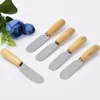 Posate in acciaio inossidabile Spatola per burro Manico in legno Coltello per burro Formaggio Dessert Spalmatore per marmellata Strumento per la colazione 10 * 2 cm