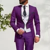 Costumes pour hommes Blazers Costume de fête de mariage élégant pour hommes Solid Slim Fit 3 Pcs Set Groom Groomsmen Tuxedos Custom Homme Tailor-Made Mens Blaz