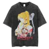 Men039s Tshirts Gothic Streetwear Hip Hop Surdimension T-shirt Anime Girl imprimé Tops japonais 2022 Harajuku Vintage Washed Shor5402588