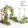 2.3m40 Blommahuvud Artificiell rosblommor Vine Wreath Wedding Arch Decoration Fake Plant Leaf Tailing Ivy