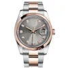 Högkvalitativ asiatisk klocka 2813 Sport Automatiska mekaniska damer Armbandsur 36mm Silvergrå diamant Dial Fashion Folding CLASP 116201-0082 ROSE GOLD REP WACKES