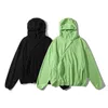 Camisolas do velo do zíper do zíper do sólido da rua para homens e mulheres overbled verde preto retro veludo de veludo com capuz hoodie
