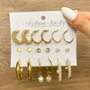 Hoop Huggie Vintage Big Circle Pearl Earrings Set for Women Fashion Metal Butterfly Brincos 2022 Trend smycken Gifthoop Kirs22